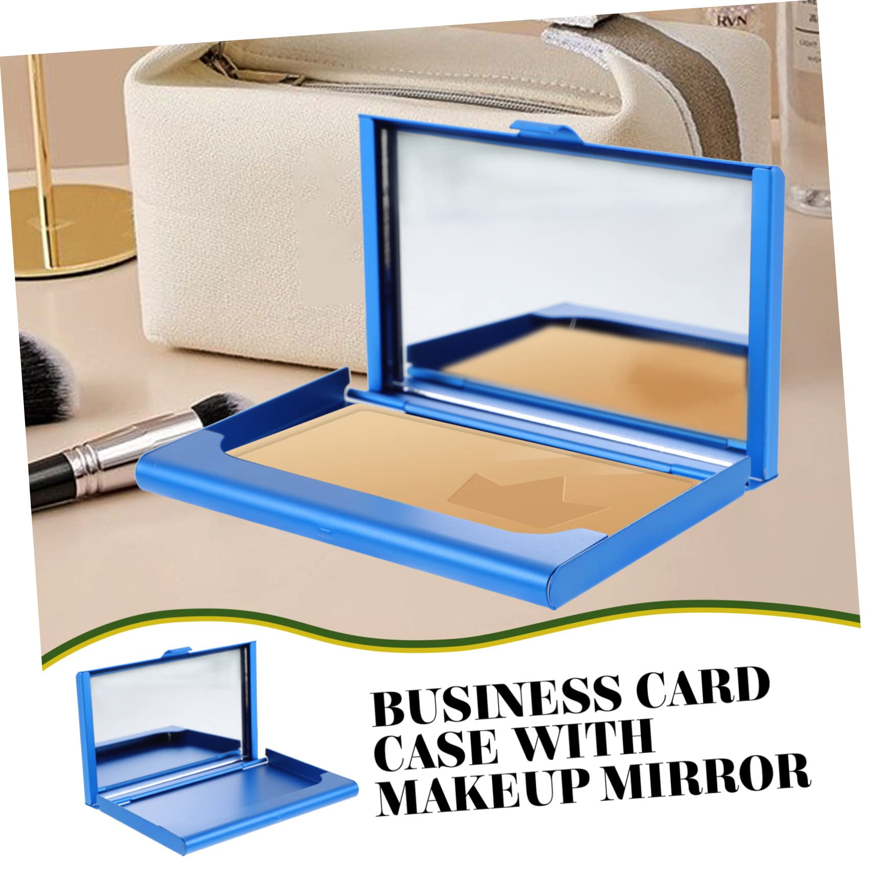 SHINEOFI 5pezzi Portacarte Da Donna Con Specchio Organizer Multifunzionale Per Carte Di Credito e Visite Design Elegante e Compatto