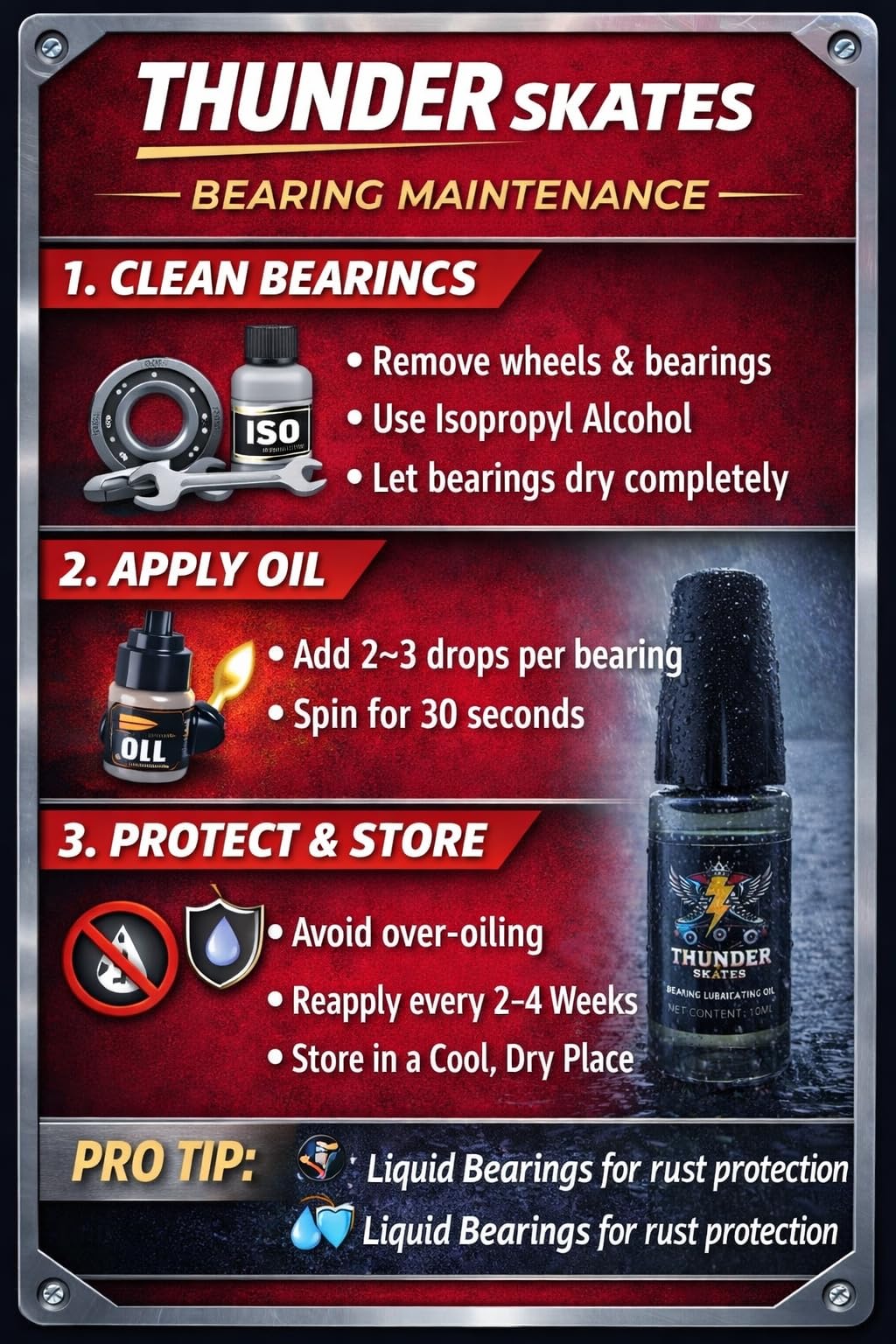 THUNDER SKATE Premium Roller Skate Bearing Lubricating Oil of 10 ML x 2 bottles 2