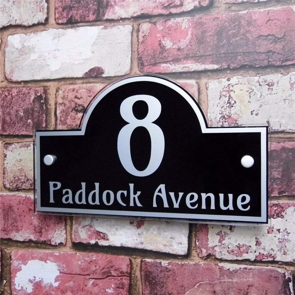 House Number Custom 250x150mm Modern Outdoor Frosted Acrylic Door Plaque Number Address Home Digital (Color : Silver Word) (Silver 250x150mm)