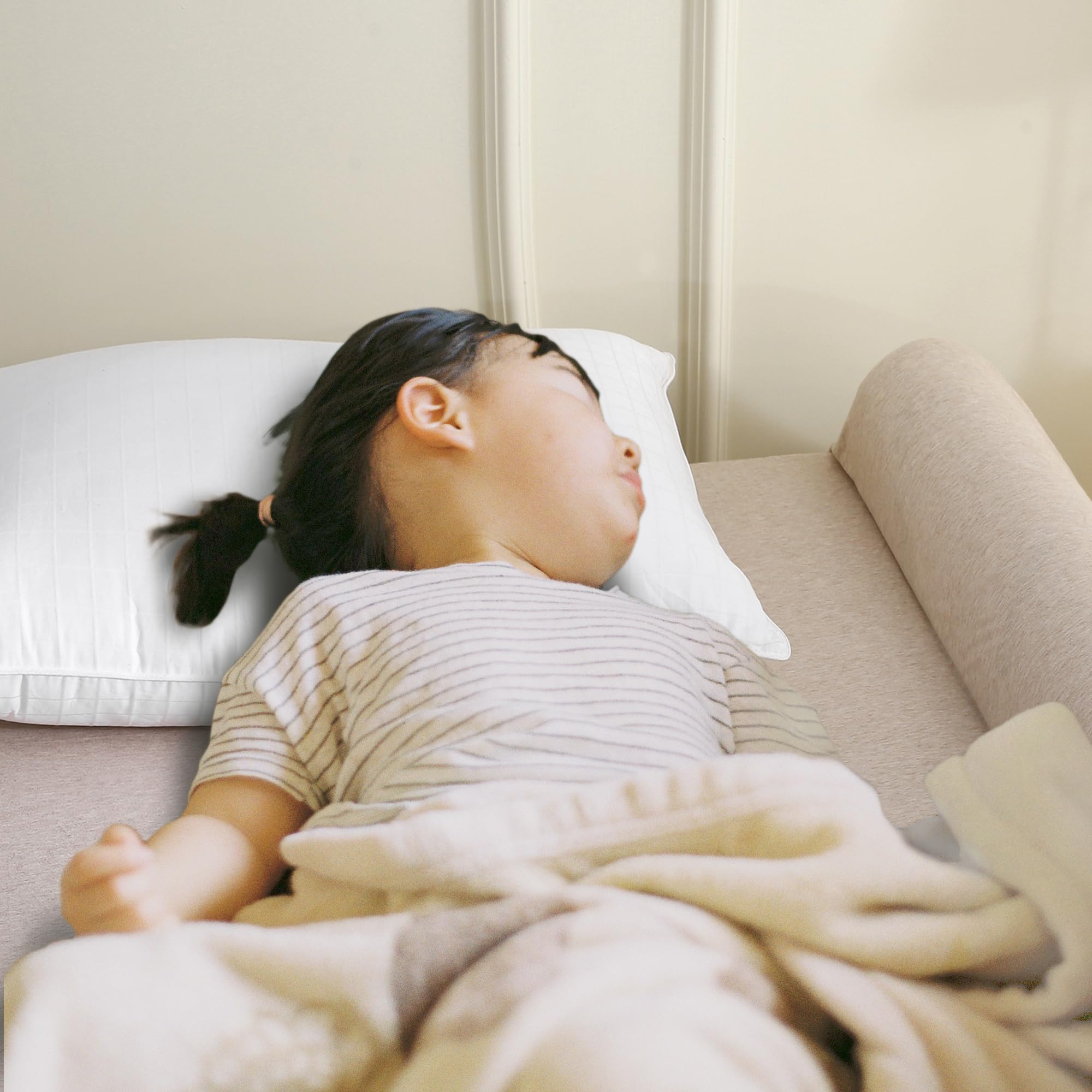 fond + found Parachoques de cama de tela de malla para niños pequeños [2 paquetes] Riel de cama de seguridad de espuma para niños y bebés, parachoques de cama transpirable con funda antideslizante y