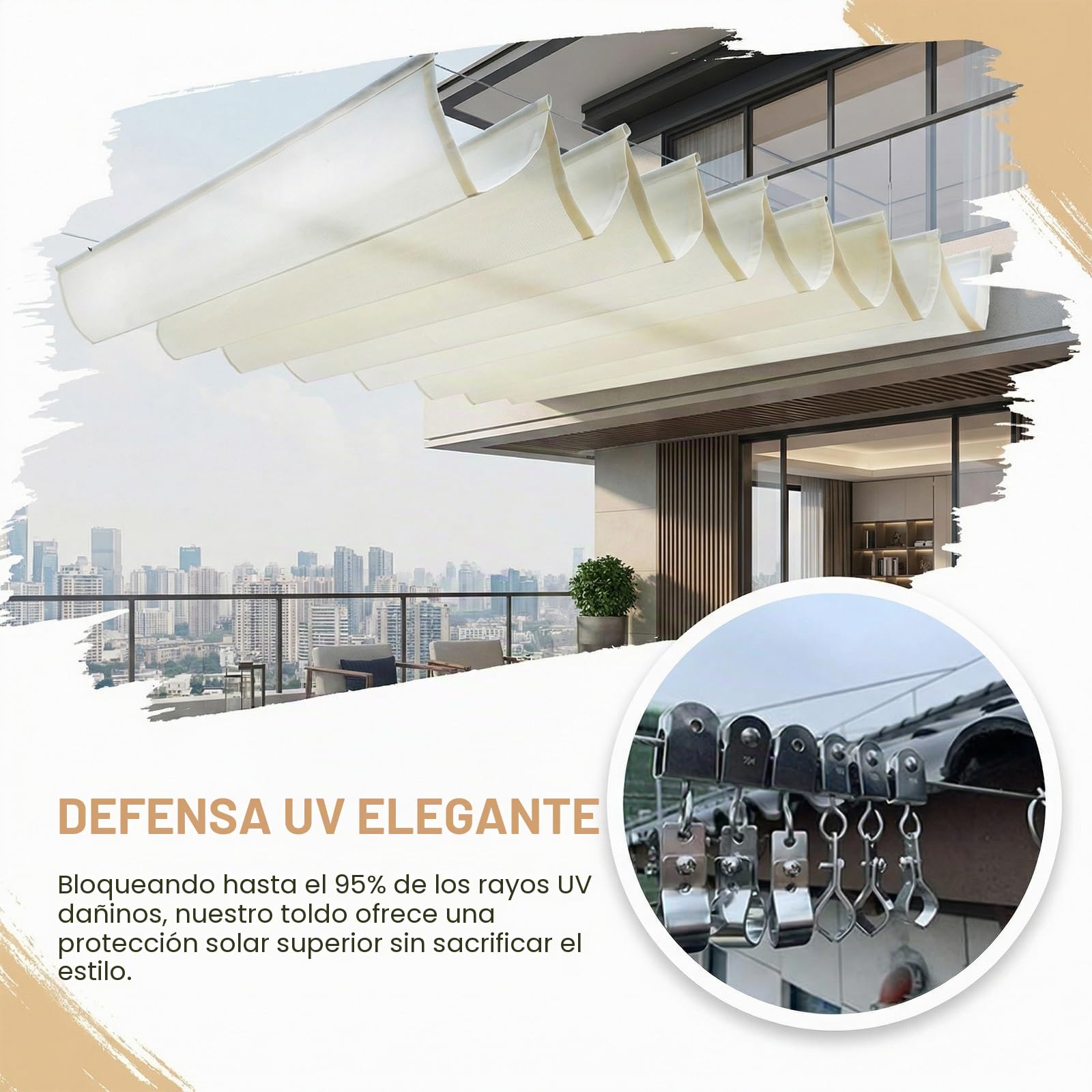 Toldo De Techo Corredizo, Ondulada Toldos Exterior, Vela De Parasol De Onda Retráctil Decoración De Techo Densificado Y Engrosado De Sun Room for Patio terraza Porche(W2*L3m/W6.56*L9.84ft)