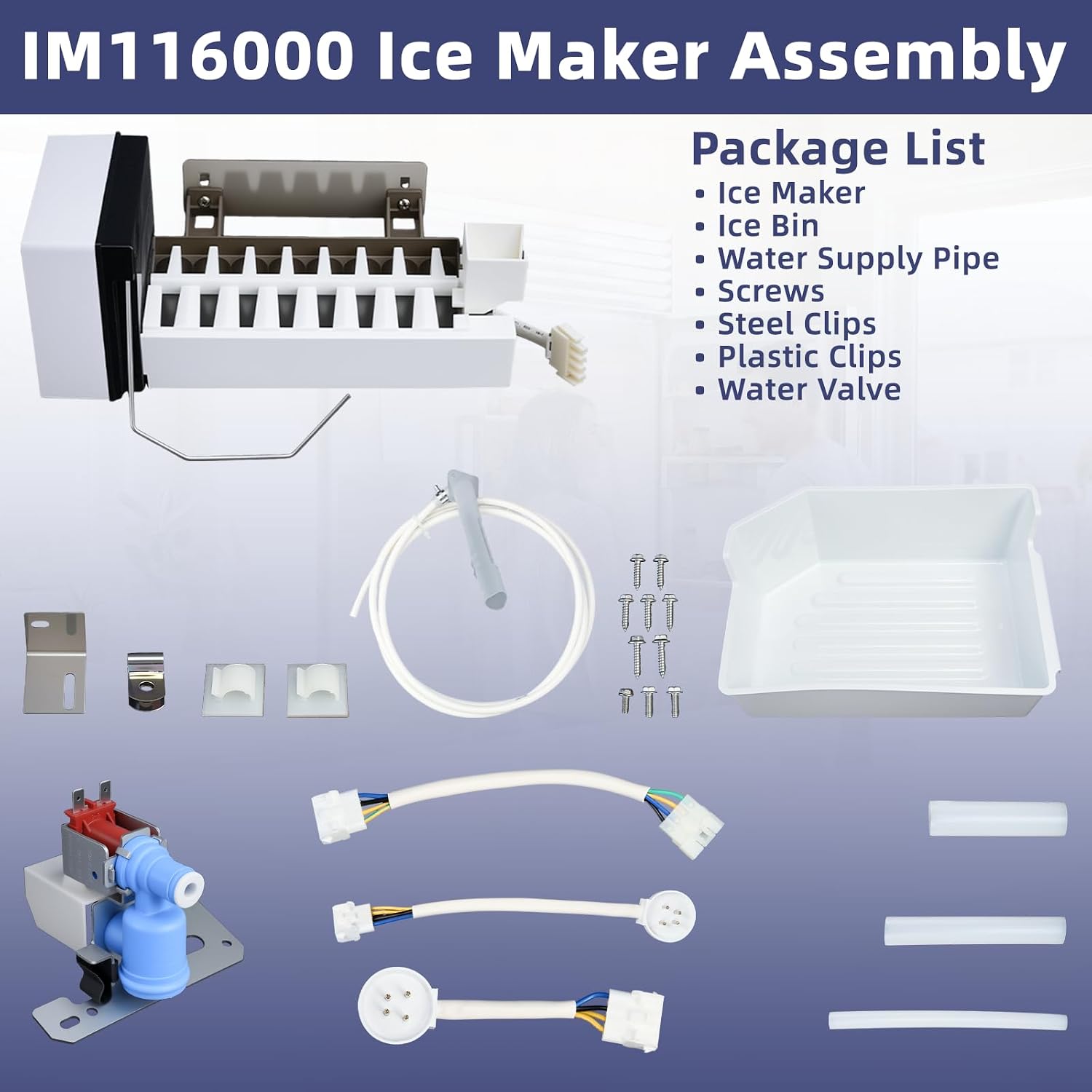 IM116000 Ice Maker Kit, Compatible with Frigidaire Kenmore Electrolux Refrigerators, Replaces 21873600, AP5950053, PS10057479, IM5