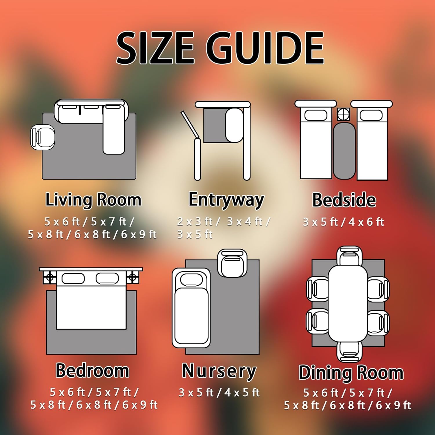 Floral Rug 5x7-2x3 Rug - Floral Rug - Flower Botanical Area Rug - Bright Garden Theme Rugs - Bold Floral Carpet - Home Decor