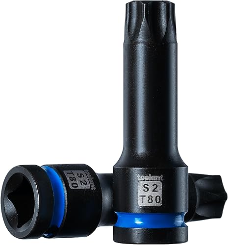 Vista 8 de toolant Juego de enchufes de brocas Torx T20 de impacto 2 piezas, 1/2" de acero S2, enchufes de estrella de accionamiento neumático de alto impacto
