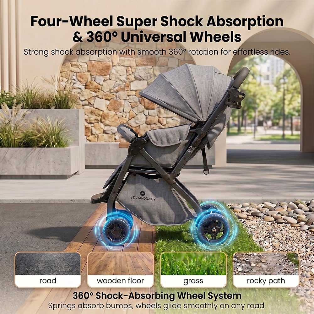 StarAndDaisy Foldable Stroller - Lightweight & Travel Pram -4