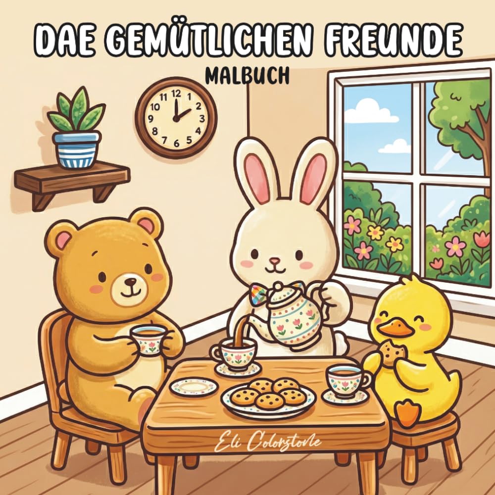 Das gemütliche Freunde Malbuch: Ästhetische und süße Malvorlagen für Kinder, Teenager und Erwachsene zum Stressabbau und Relaxen