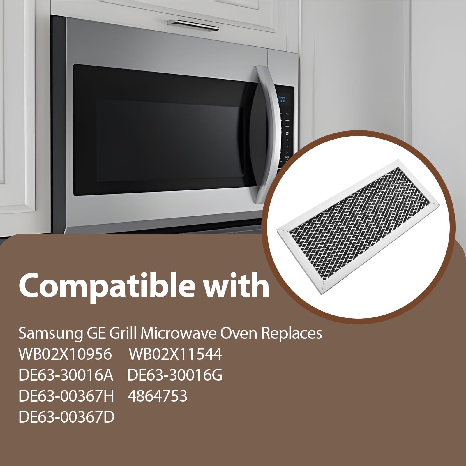 Microwave Charcoal Filter Compatible with Samsung GE Grill Microwave Oven Replaces WB02X10956, WB02X11544, DE63-30016A, DE63-30016G, DE63-00367H, 4864753, DE63-00367D?2 Pack?