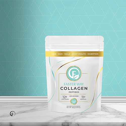 Miniatura 4 de Faster Way - Péptidos de colágeno - 0.44 oz de colágeno hidrolizado + 0.43 oz de proteína por porción - cabello, piel y uñas - Aminoácidos -