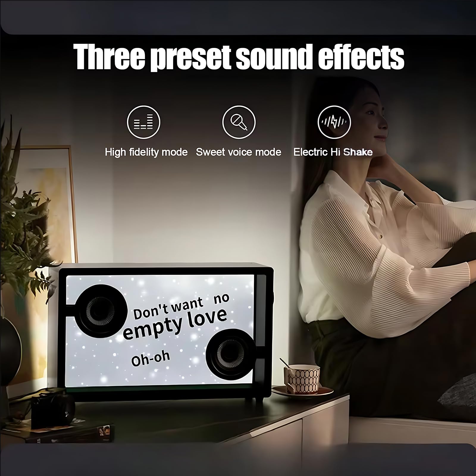 Głośnik Bluetooth z ruchomym wyświetlaczem tekstów, sterowaniem aplikacją i dynamicznym dźwiękiem do prezentów w stylu retro