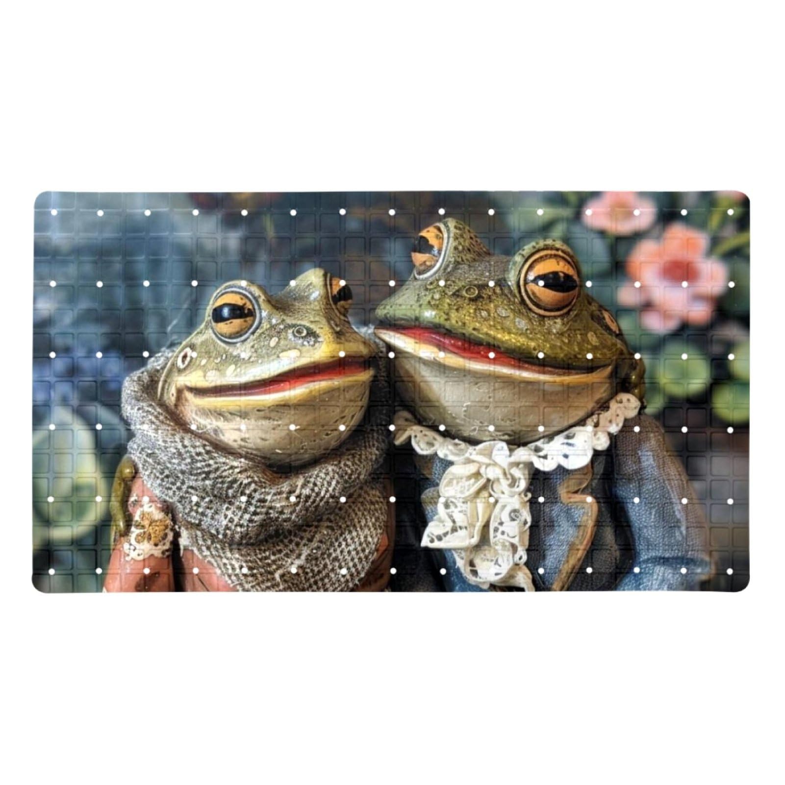 Tapis de bain grenouille vintage extra long avec ventouses de sécurité en PVC