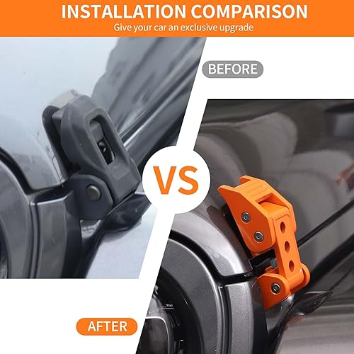 Miniatura 2 de Pestillo de capó de acero inoxidable para Jeep Wrangler JK JKU 2007-2018para JL JLU y Jeep Gladiator JT 2018-2024 (naranja)