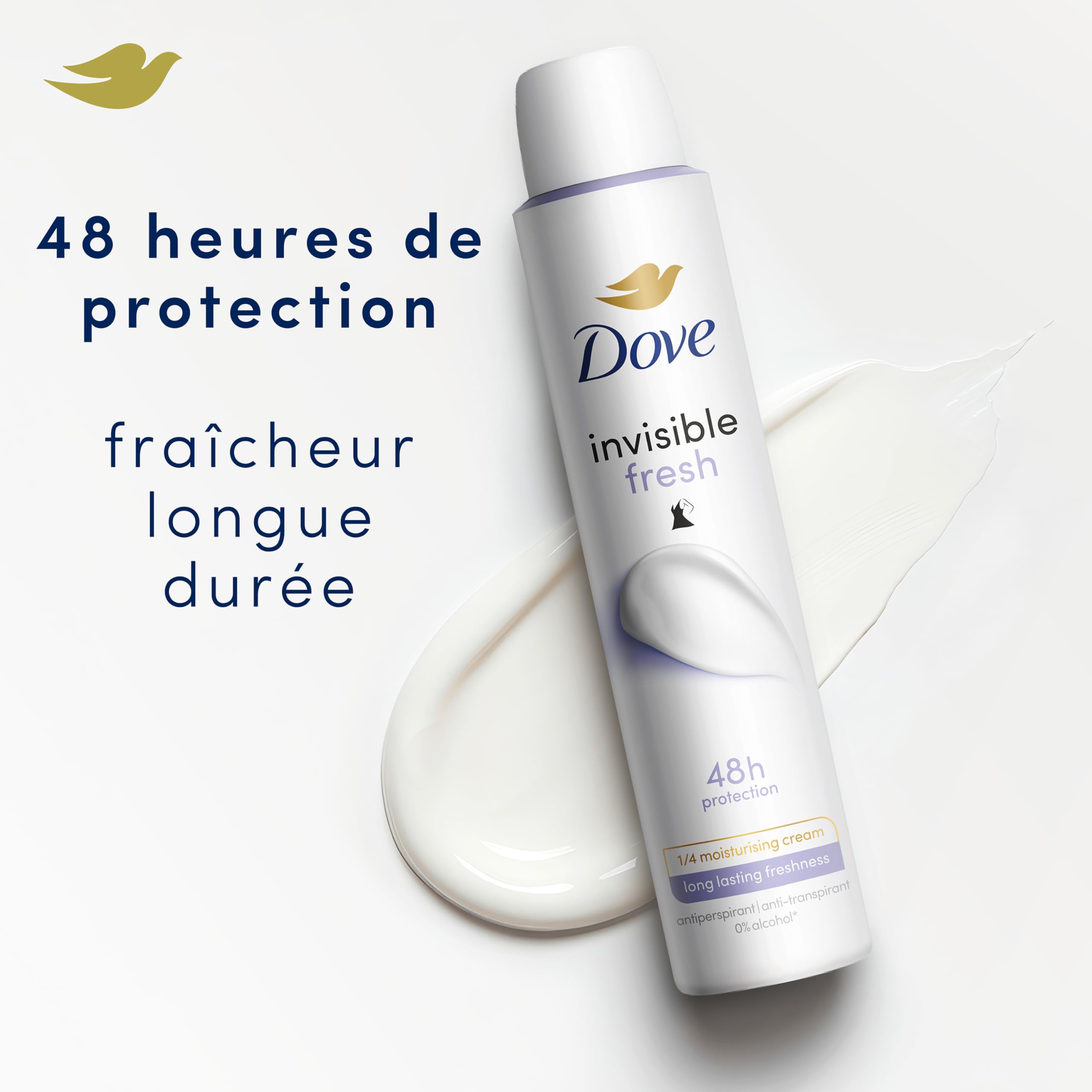 DOVE Déodorant Spray Anti-Transpirant - Invisible Fresh - Protection 48H contre la transpiration - Contient 1/4 de crème hydratante - 200ml