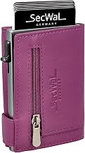 SecWal Card Case with Coin Compartment Zip, Made in Germany, Genuine Leather Mini Wallet incl. E-Book for Men and Women, with RFID Protection, Leather Wallet, Small Purse (9.5 cm x 7.0 cm x 2 cm)