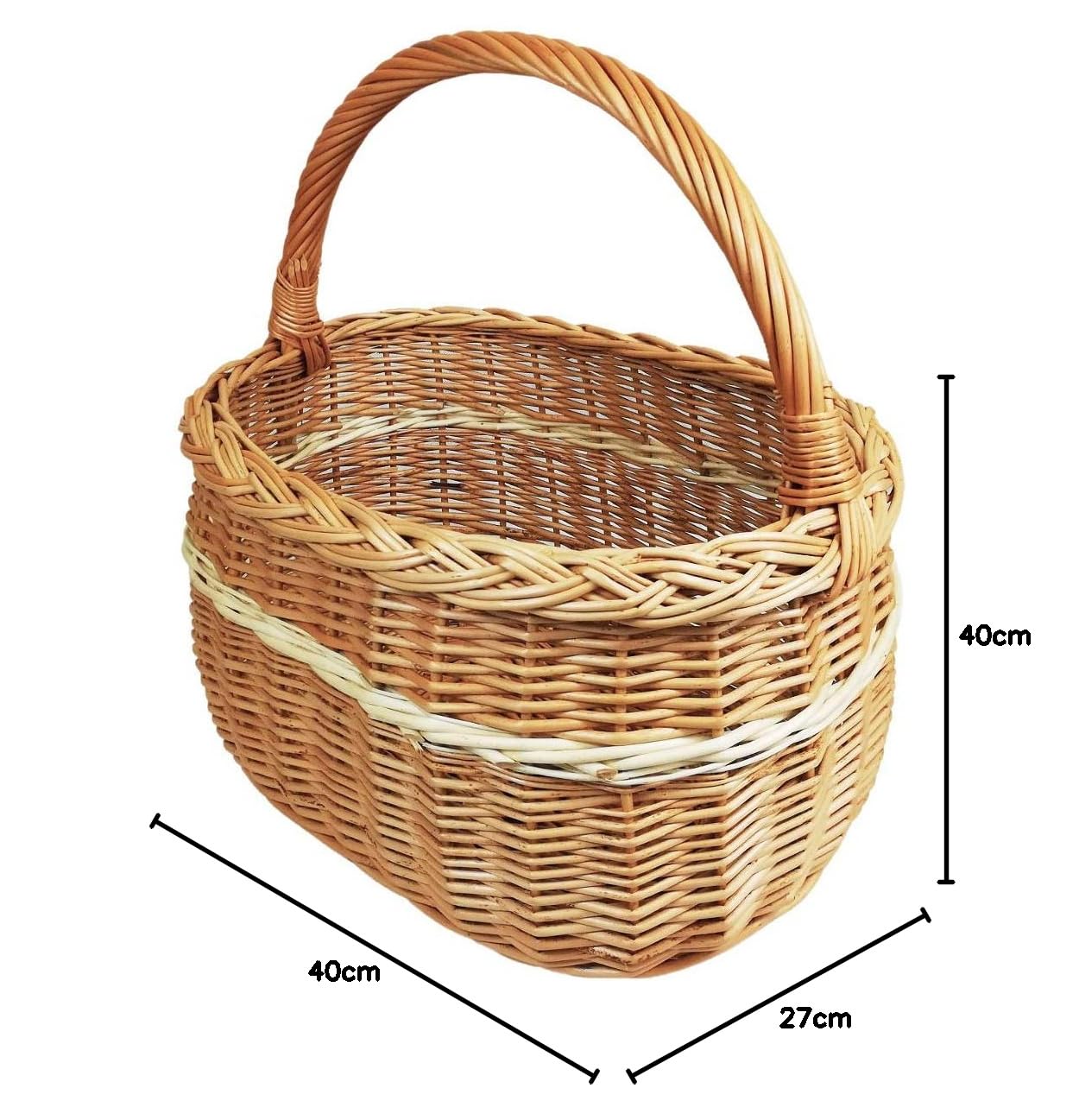 Panier De Pique-nique - A192 - 50 X 35 Cm - En Osier Naturel - Avec Couvercle - Léger Et