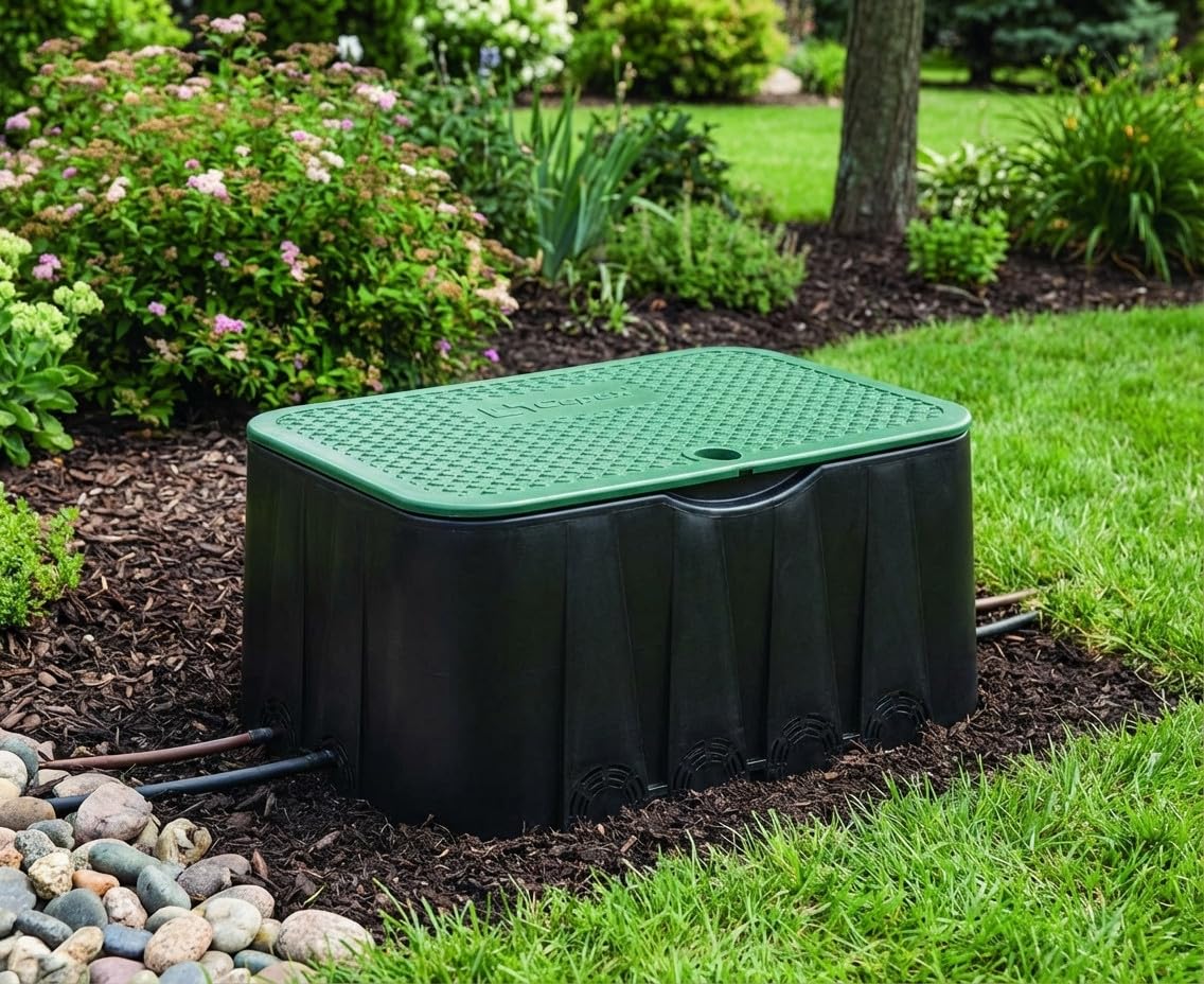 Suinga Arqueta de Riego Jardin 60x43x31 cm | Arqueta Riego Rectangular para Electrovalvulas | Arquetas de Riego con Tapa Jardin | Arquetas para Sistemas de Riego | Arqueta jardineria