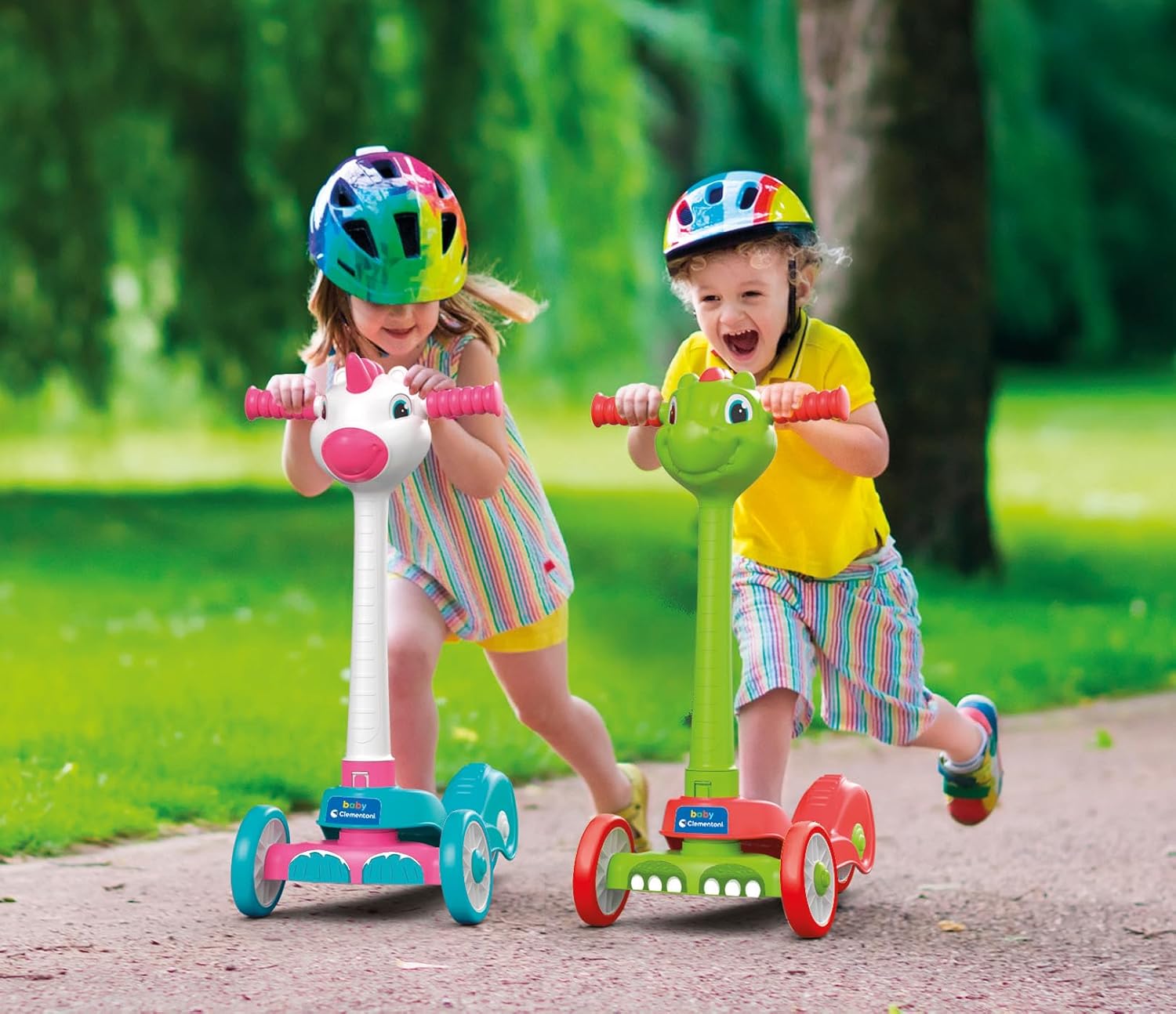 Clementoni- Dragon Push 3-Wheeled Scooter for Toddlers:Fun & Safe First Scooter(2+ Years)