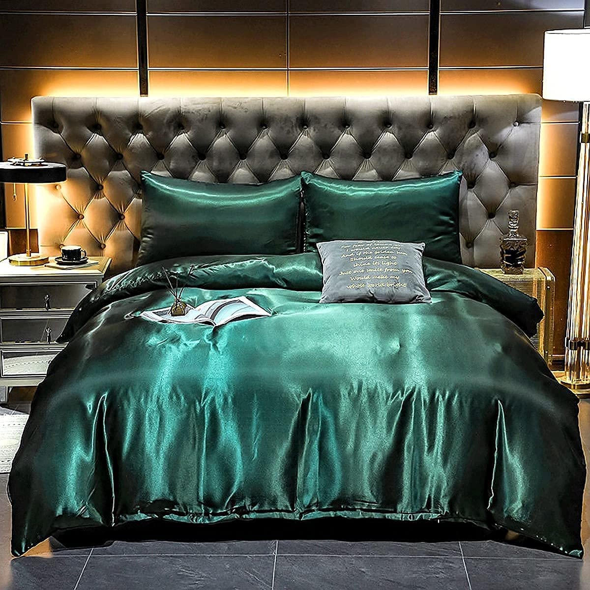 Set Di Biancheria Da Letto Matrimoniale In Raso Di Seta – Copripiumino 200x200 Cm Con 2 Federe 50x75 Cm – Reversibile E Di Lusso - 2