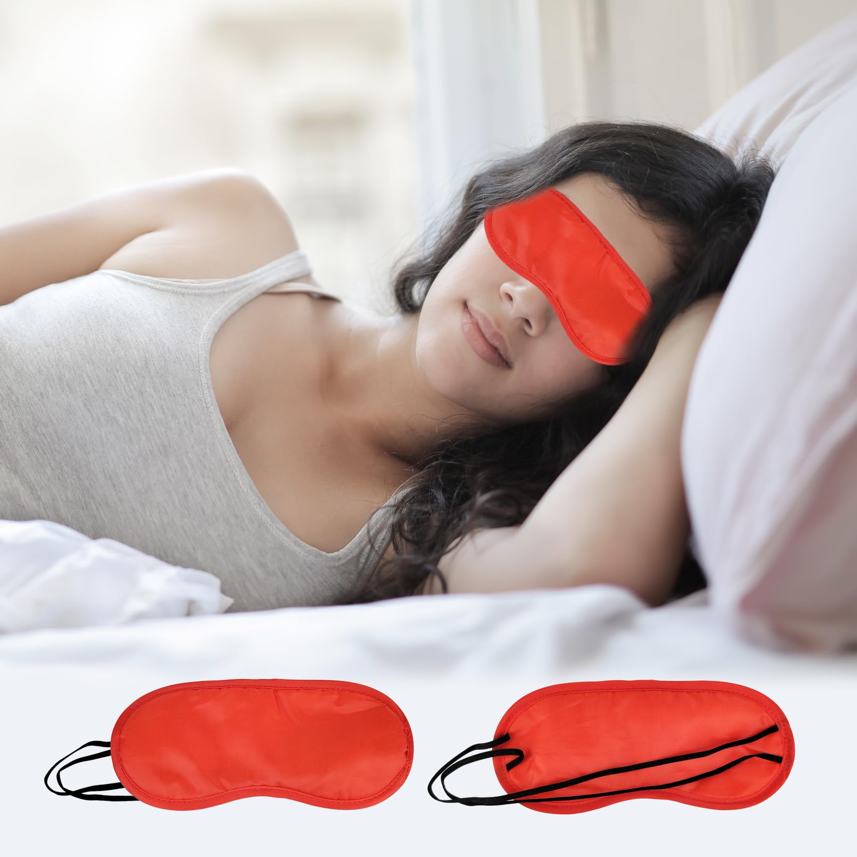 Paquete de 10 máscaras para dormir para los ojos, cobertura para dormir los ojos, venda para dormir, viajes, suministros de fiesta (rojo)