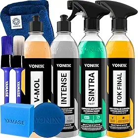 Kit Limpeza Automotiva Completa Vonixx Cera Carnauba Tok Final V-mol Revitalizador de Plasticos intense Sintra fast