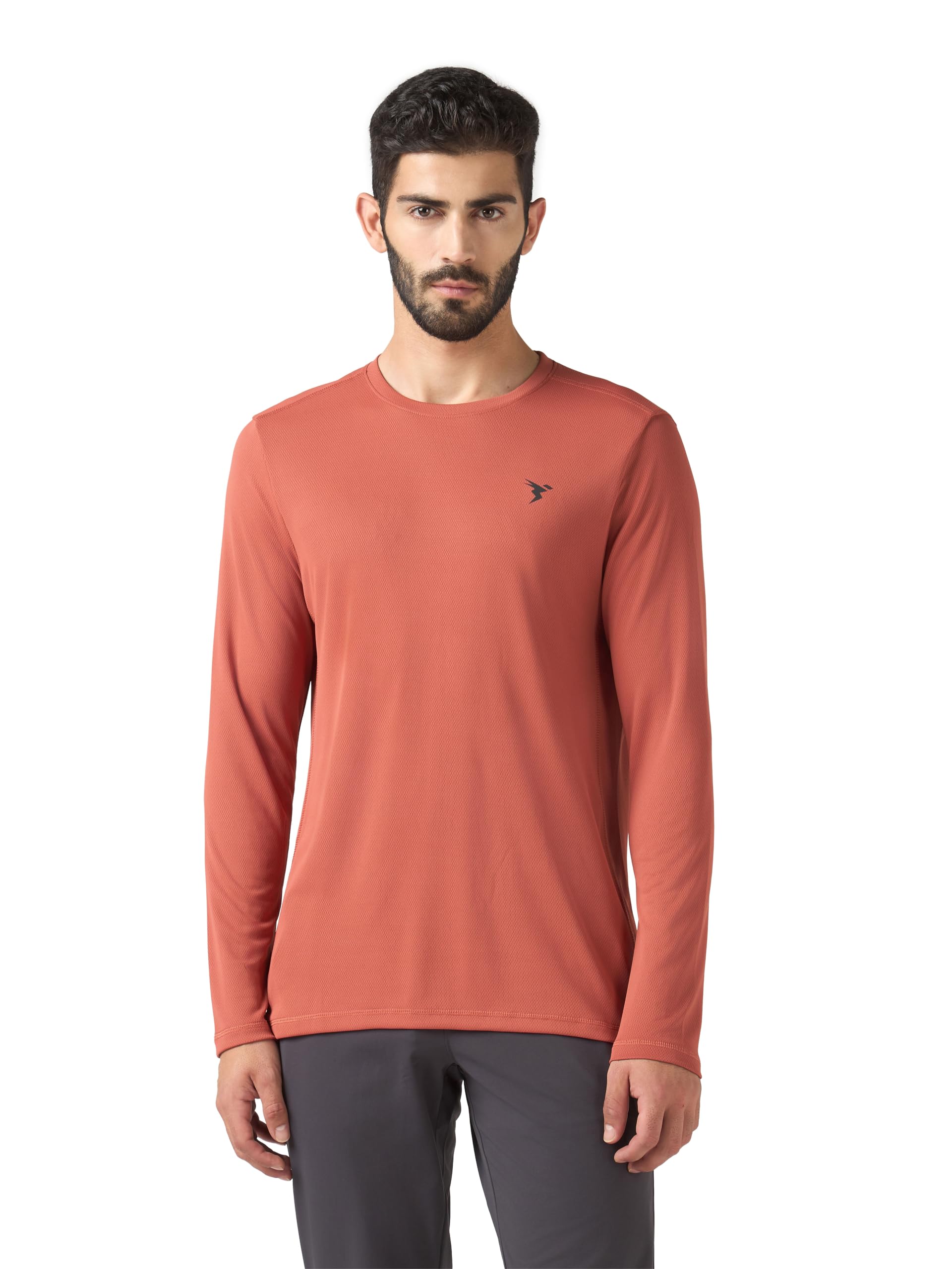 TECHNOSPORT Men Solid Slim Fit Round Neck T Shirt for Men Full Sleeve TECHNOCOOL+ Workout Quick Dry Polyester Gym T Shirt-picture-11