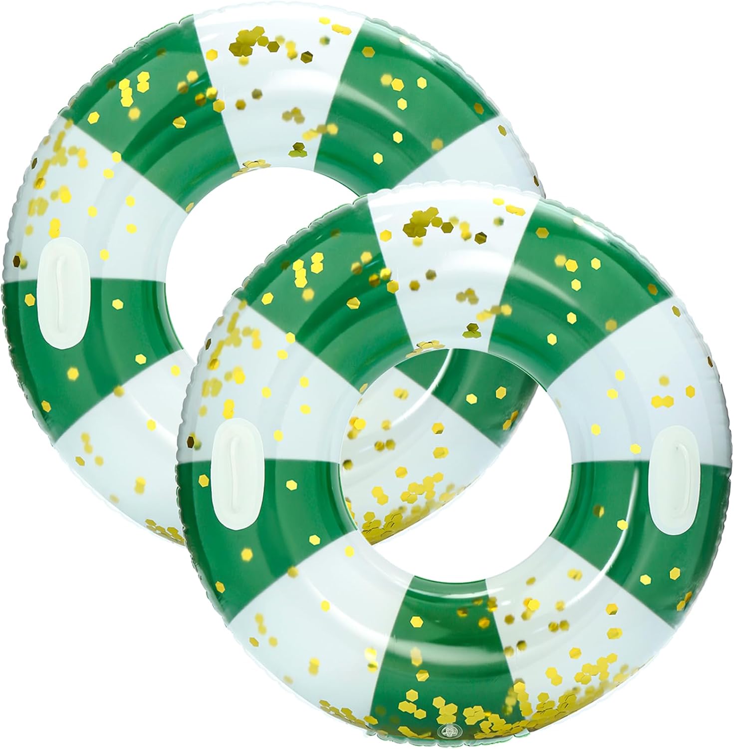 Giant Inflatable Pool Float Tube -Large Striped Pool Float with Glitters, Inflatable Tube Pool Float with Heavy Duty Handles for Adults,Tube Ringss for Swimming Pool Party Supplies