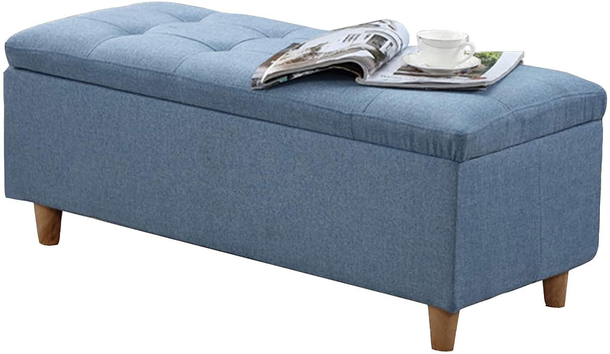 Fabric Storage Bench with Flipping Lid 31 Inch Foot Stool and Shoe Box