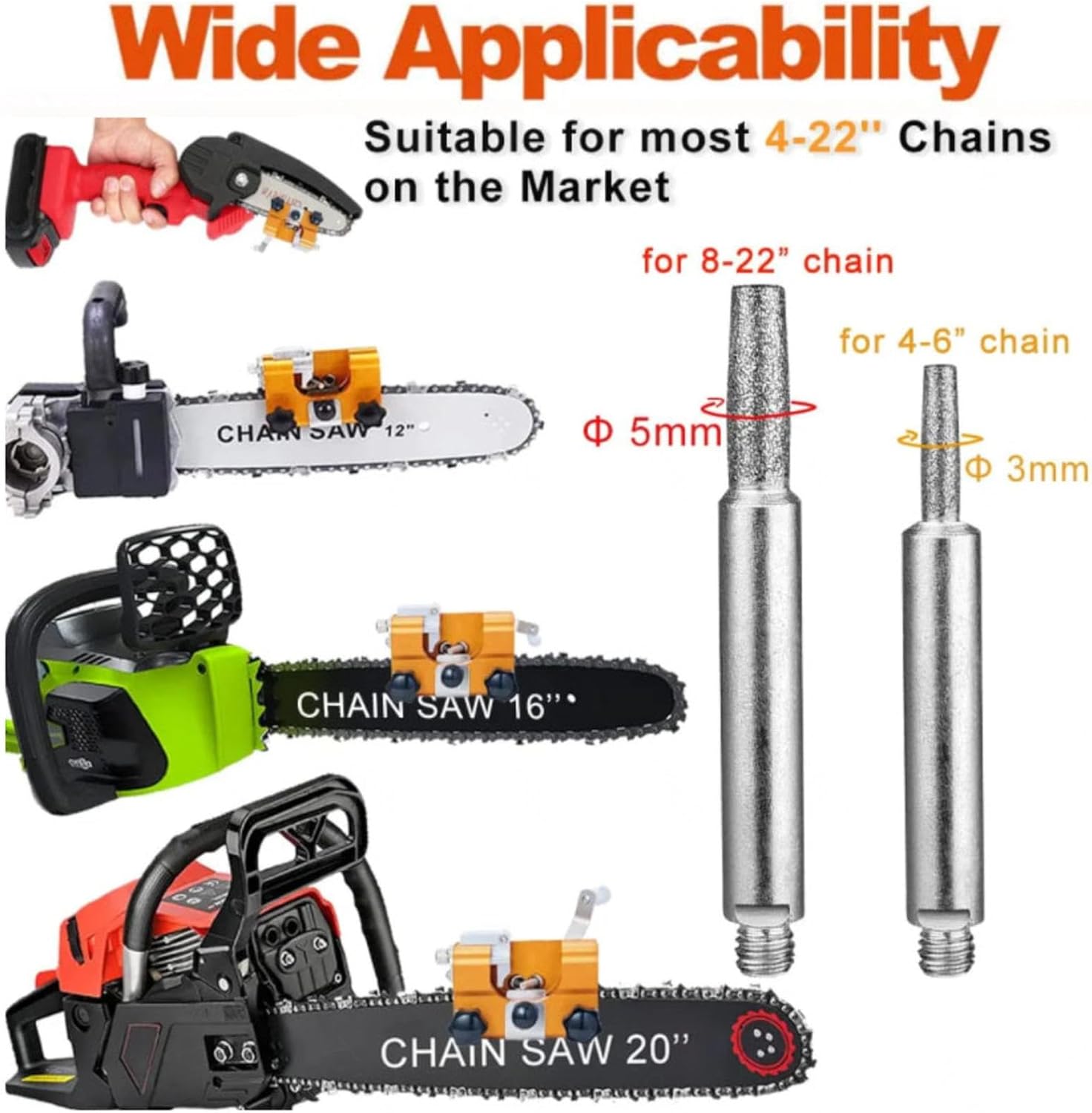 Chainsaw Sharpening Chainsaw Sharpener Jig Bits Chain Saw Sharpener Tool Kit Hand-Crank Sharpener 3 Grinding Heads Most Practical Outdoor Chainsaw Accessories
