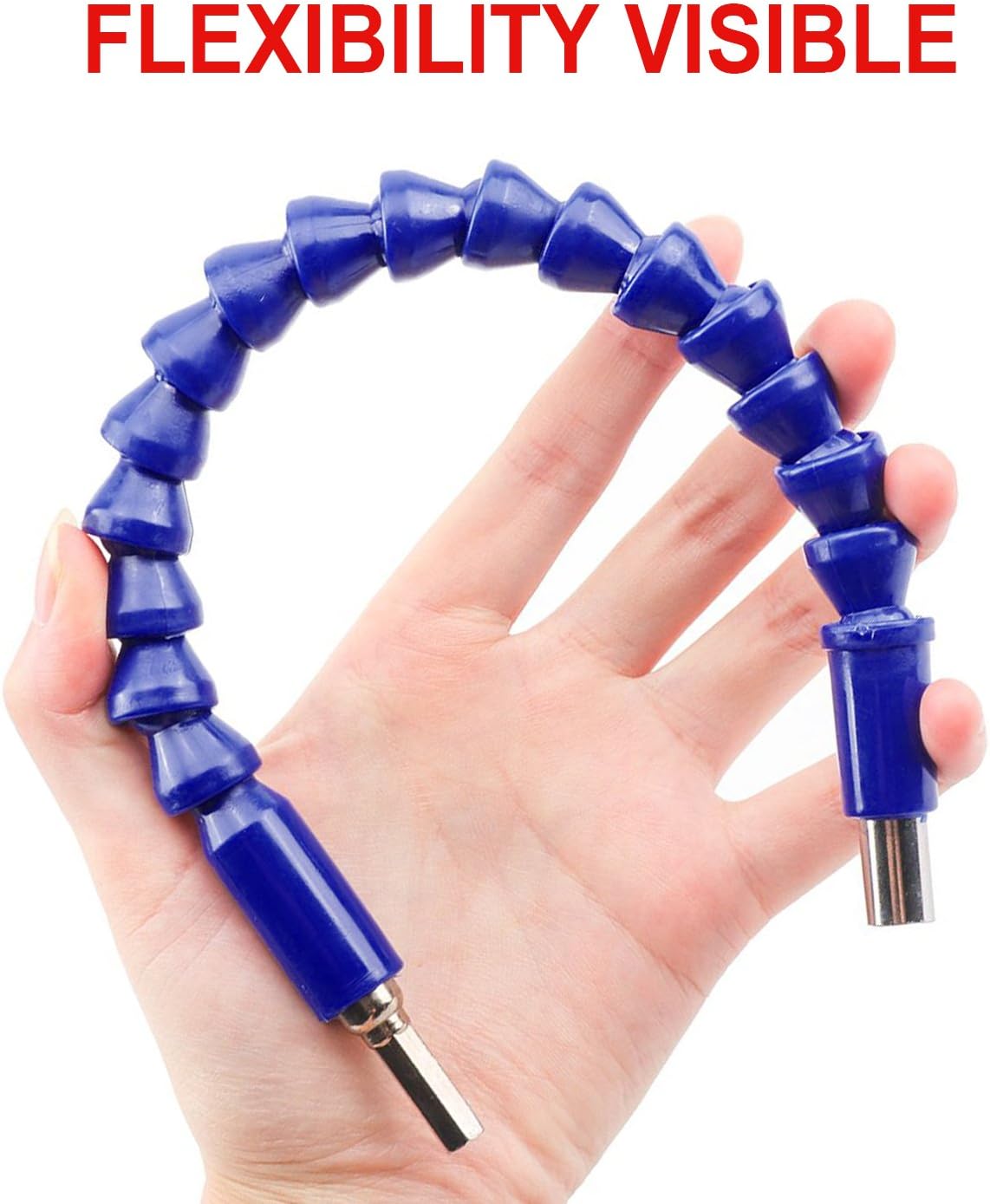 4 Pcs Flexible Drill Bit Extension, Screwdriver Soft Shafts, 11.6 inch, FineGood Universal Drill Connection - Black, Red, Blue, Orange