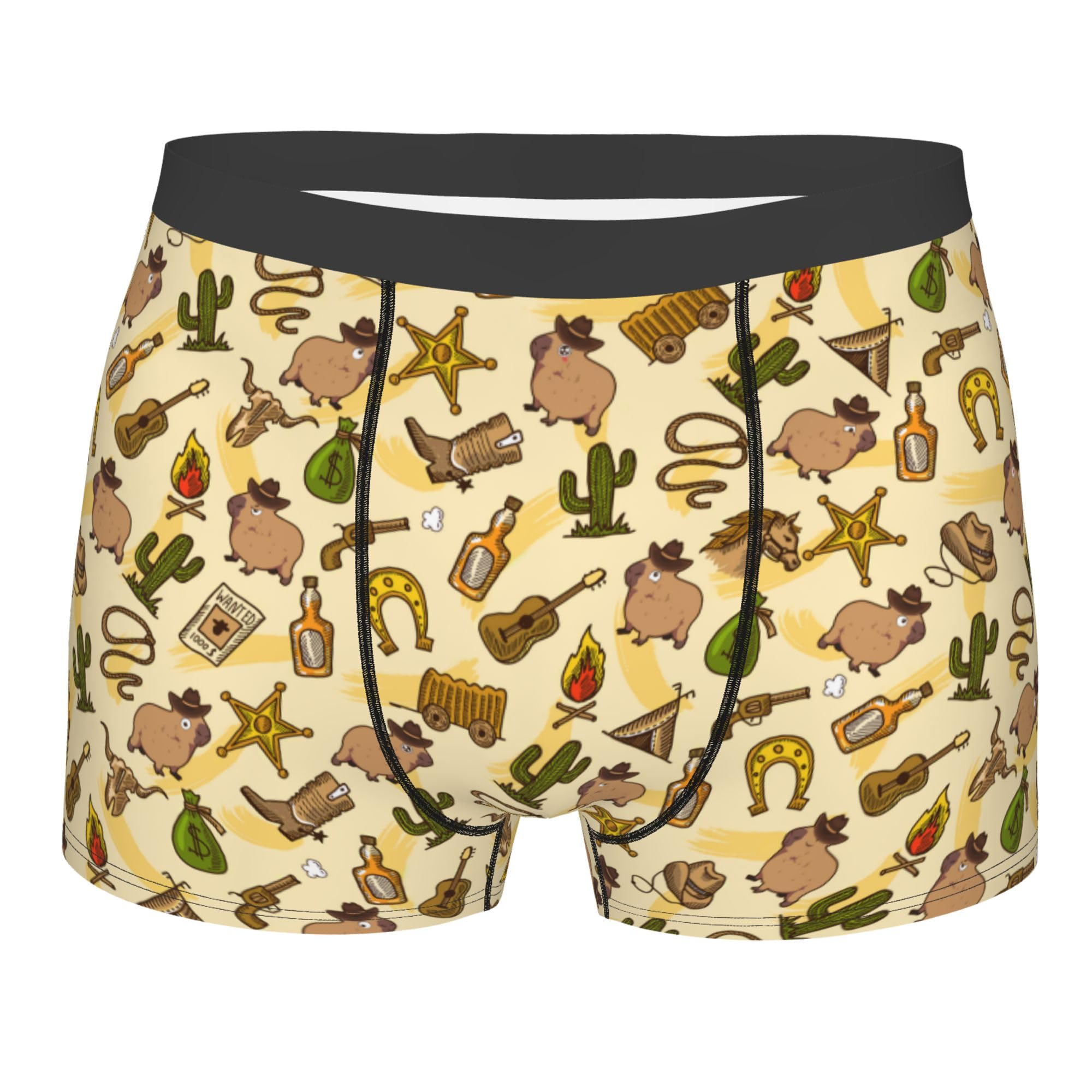 Peiyeety Men's Cowboy Capybara Cactus Underwear Boxer Briefs Briefs Soft Pouch Low-Rise Boxer Shorts Stretch Novelty Boxers M