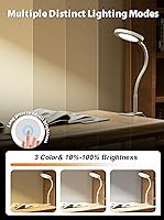 Vista 2 de deeloop LED Clip on Light,100% Infinite Dimmable Reading Book Lights in Bed Headboard, 450LM Touch Control Desk Lamp with Clamp, Eye-Care 3