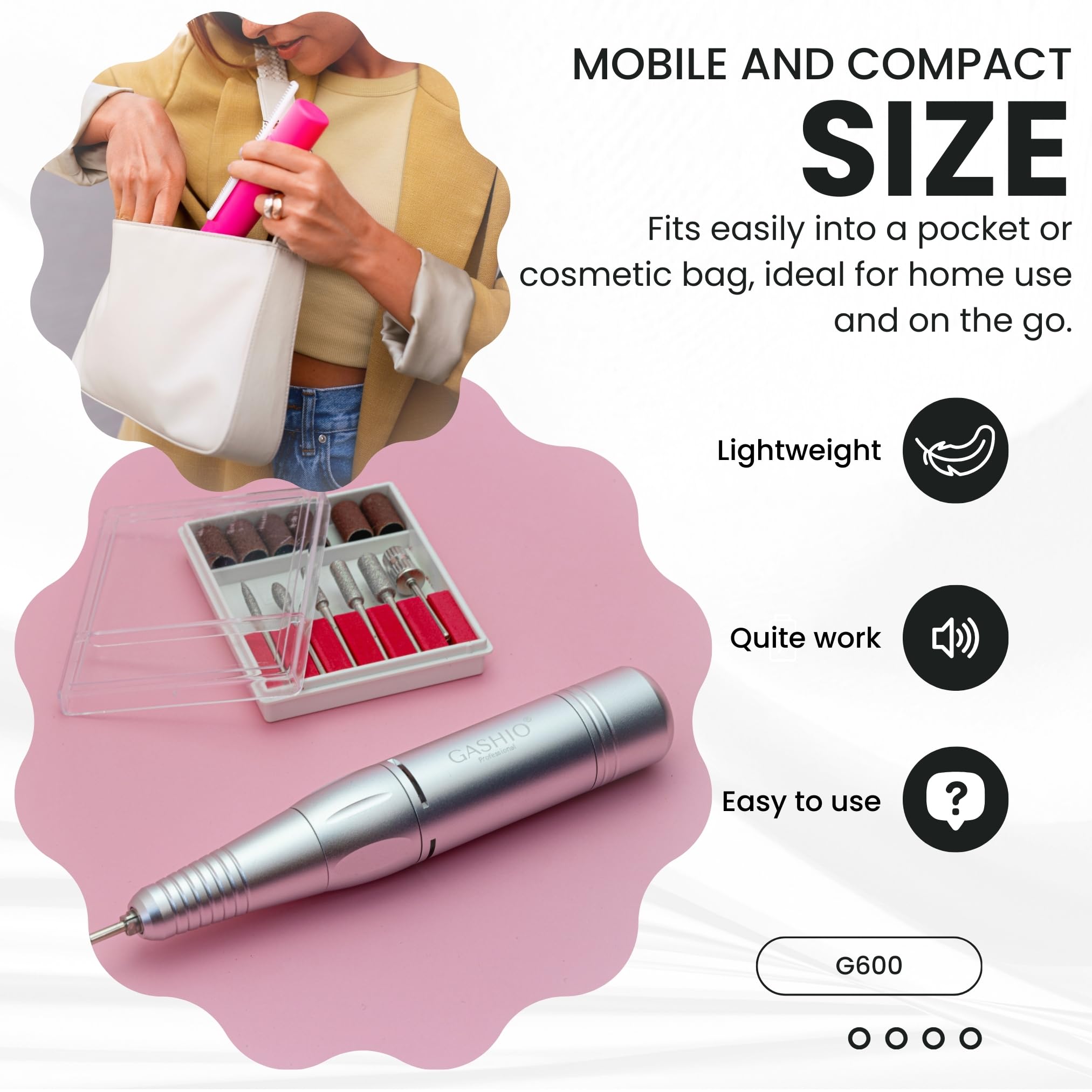 Maniküre Set Elektrisch | Nail Drill Mini | Nagelfeile Elektrische | Nagelfräser für Gelnägel | Nagelmaschine Für nägel | Nagelschleifer 30,000u/MIN | Nagelfeile Gelnägel | Fräser für Gelnägel