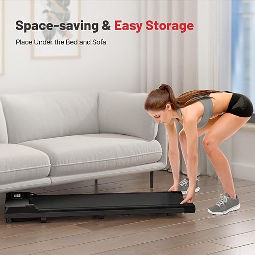 Miniatura 3 de Gywowken Caminadora para caminar debajo del escritorio, caminadora plana portátil de 5 MPH para oficina en casa, mini escritorio silencioso de pie