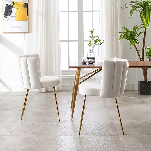 Miniatura 7 de Juego de 2 sillas de comedor modernas de terciopelo, elegantes sillas auxiliares tapizadas para cocina y comedor, cómoda silla de maquillaje para