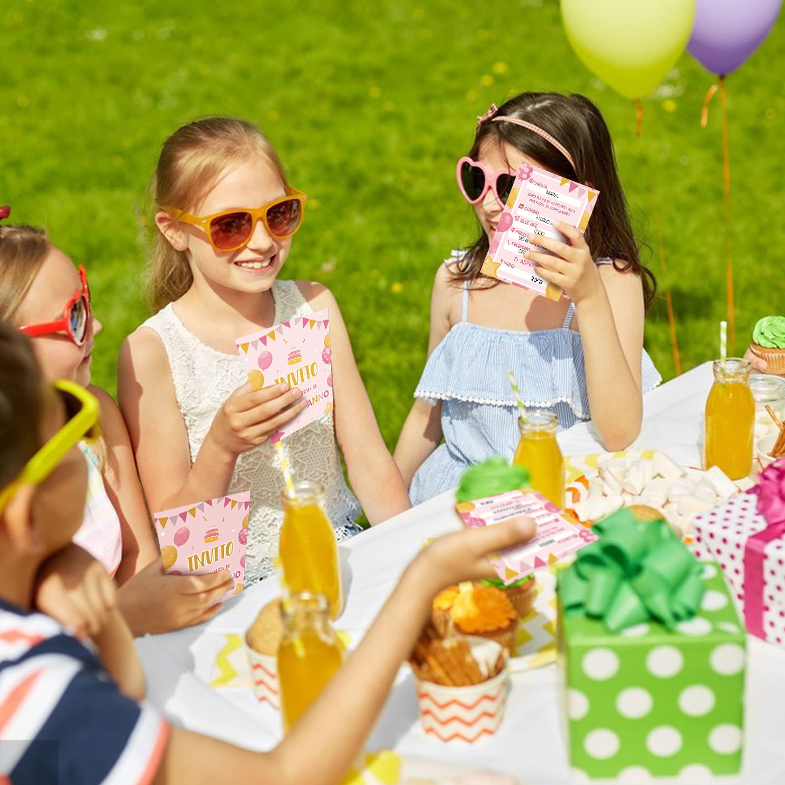 BETESSIN 32 Pezzi Biglietti Invito Compleanno Bambini - 10,5x14,8 Cm - Personalizzabili Per Feste - Foto 12