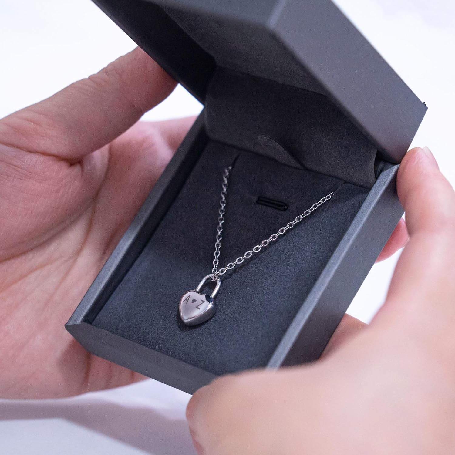 Personalized Lock Necklace; Custom Special Date Name Initial Anniversary Birthday Valentine's Day Love Heart Lock Necklace Gift for Women Sister Lover Mom Friends Family