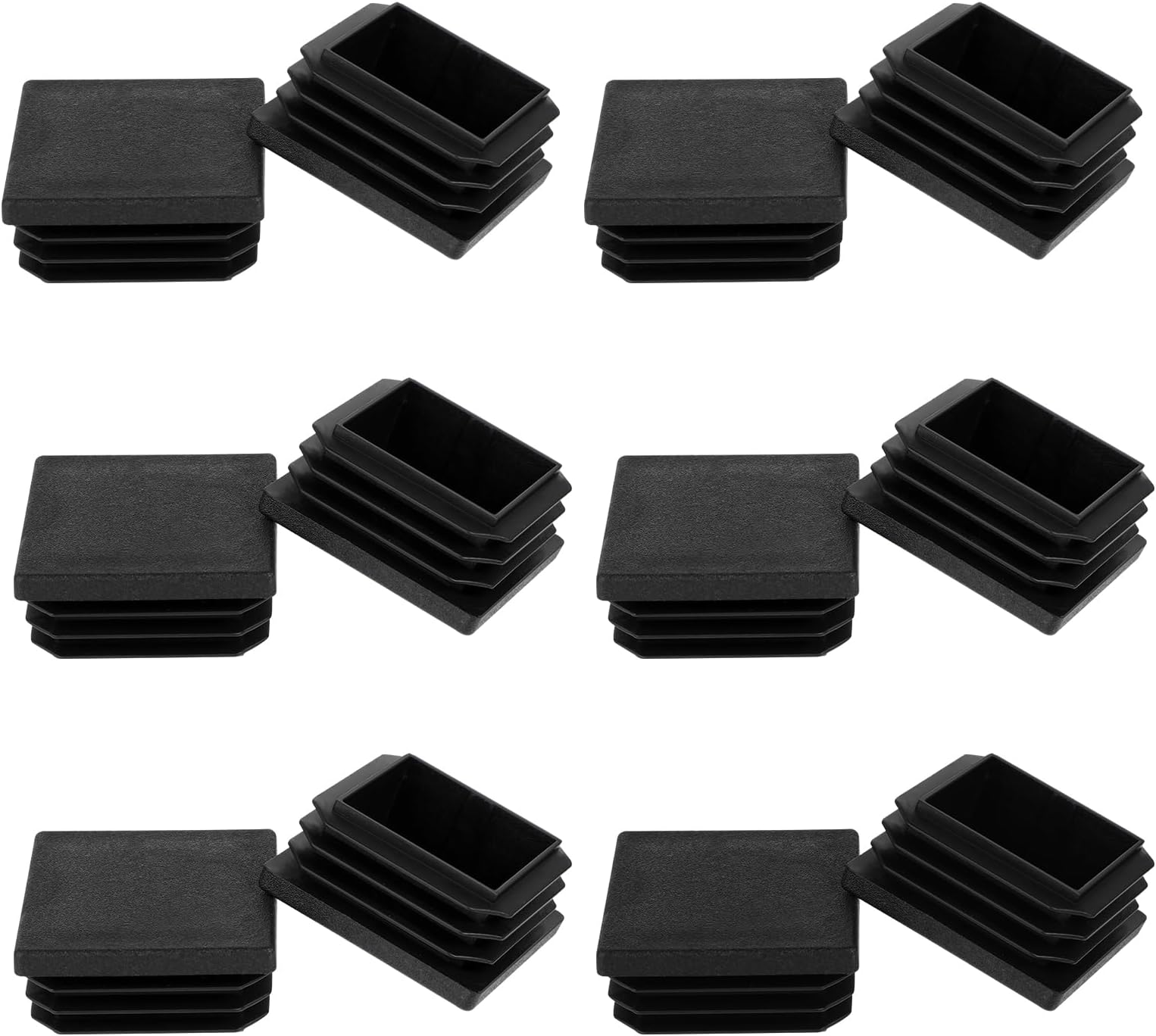 12 Pack 1.5 Inch Square Tube End Cap Plastic Plugs, 1 1/2 Inch Tubing Plug End Caps, Fence Post Pipe Cap Cover Glide Insert Furniture Finishing Plugs for Square Metal Tube