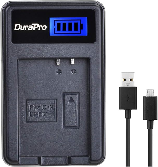 DuraPro LP-E10 Rapid LCD Battery Charger for Canon EOS 1100D, 1200D, EOS Rebel T3, EOS Rebel T5, Kiss X50, Kiss X70 Digital SLR Camera
