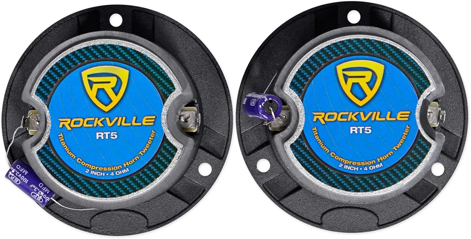 Rockville RT5 Aluminum Tweeter Pair, 2.8", 120W, 4 Ohms, Titanium Diaphragm, Kapton Voice Coil, High Sensitivity, CEA, Perfect for Car and Pro Audio, 3-Pairs