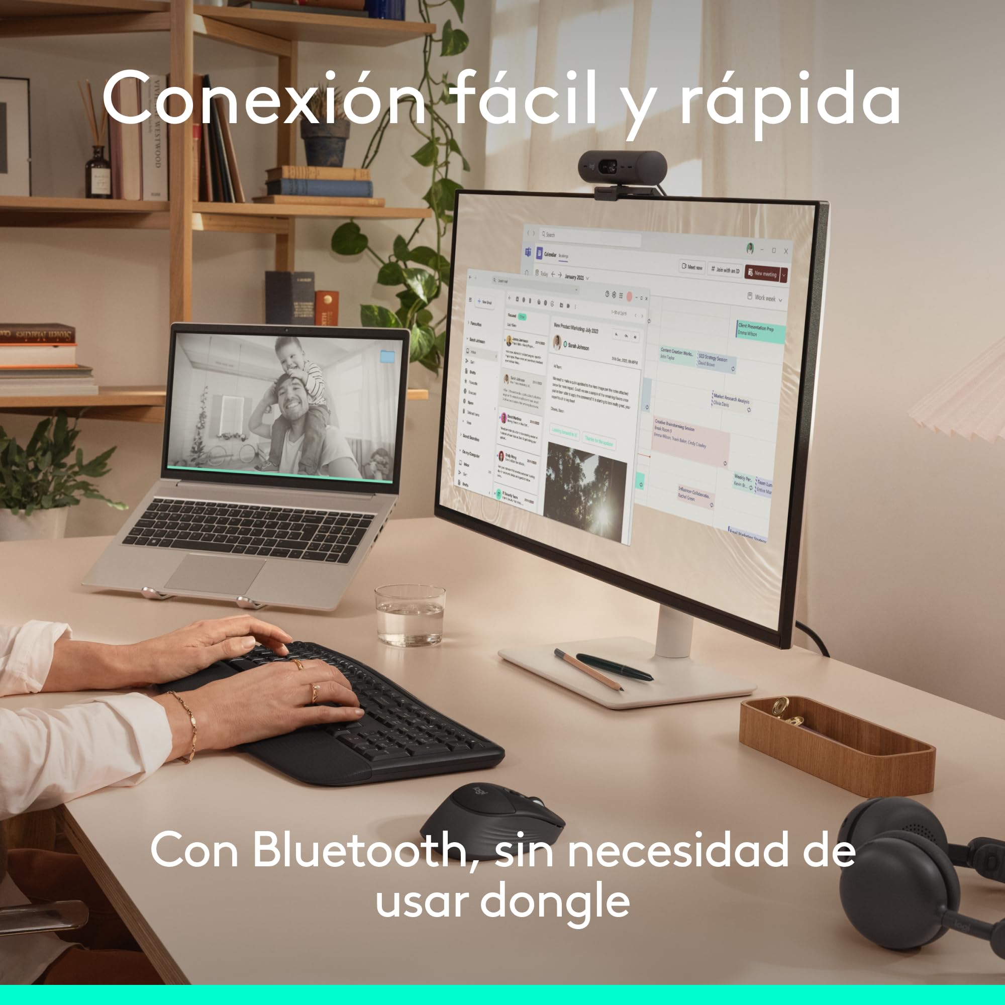 Logitech Signature Comfort Plus M850 L, ratón inalámbrico, ratón Bluetooth con Almohadilla para la Palma, clics discretos, autonomía de 24 Meses, Botones Personalizables, Windows, Mac y iPad - Negro