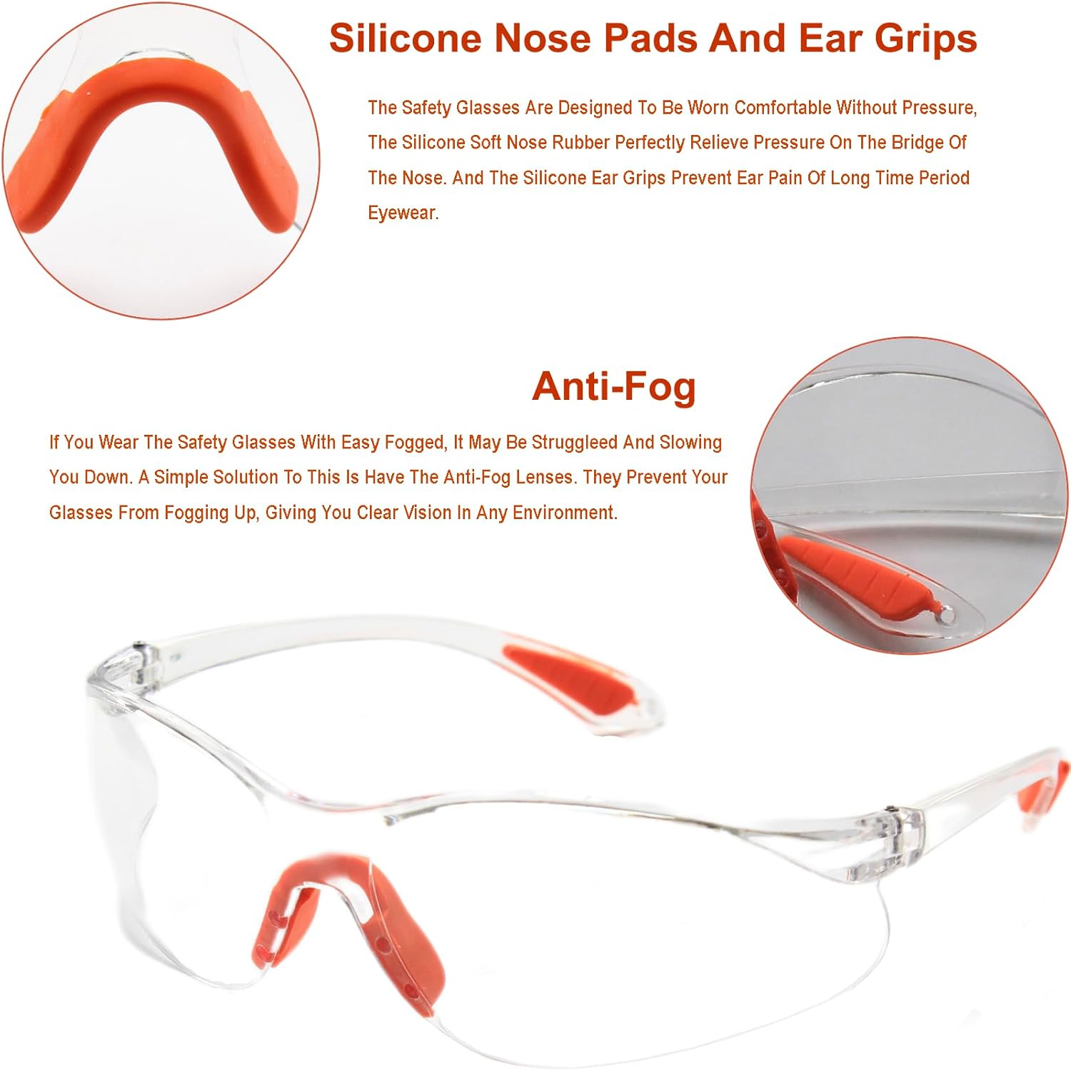 8 Pack Safety Glasses Anti Fog Scratch Safety Clear Lenses Eye Protection working Glasses Protective Equipment Security Eyewear for Welding Outdoor Construction Laboratory Chemicals - Image 2