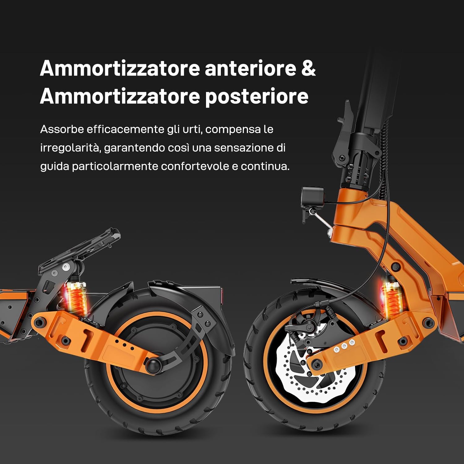 Front and rear shock absorbers of RCB D7 PRO Ultra Electric Scooter