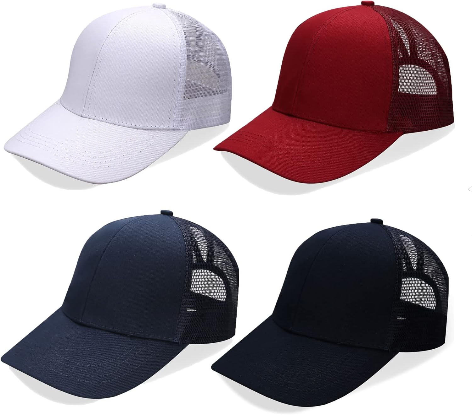 Criss Cross Hat Washed Distressed Baseball Cap Ponytail Hat High Messy Bun Ponycap for Women
