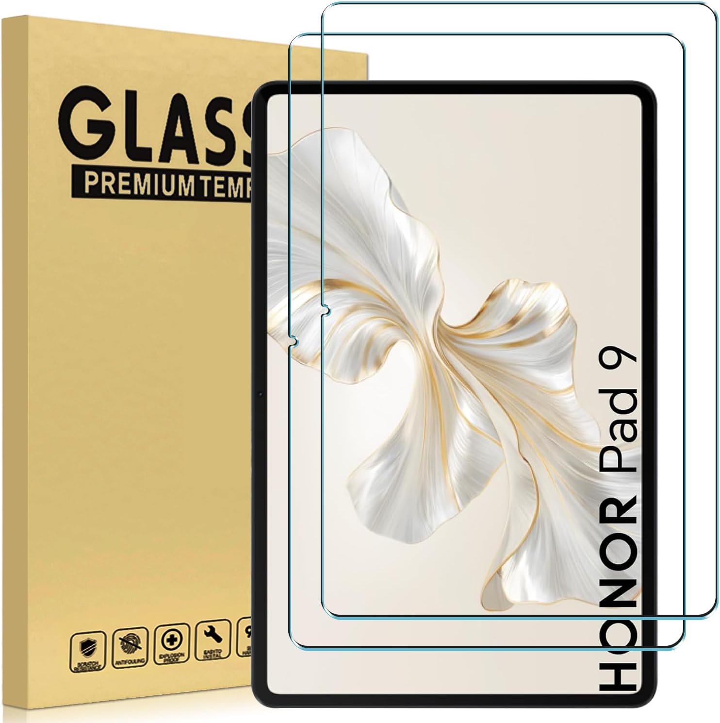 GOZOPO 2 Pack for HONOR Pad 9 (12.1 Inch) Screen Protector, 9H Hardness Anti-Scratch HD Clear Tempered Glass Film
