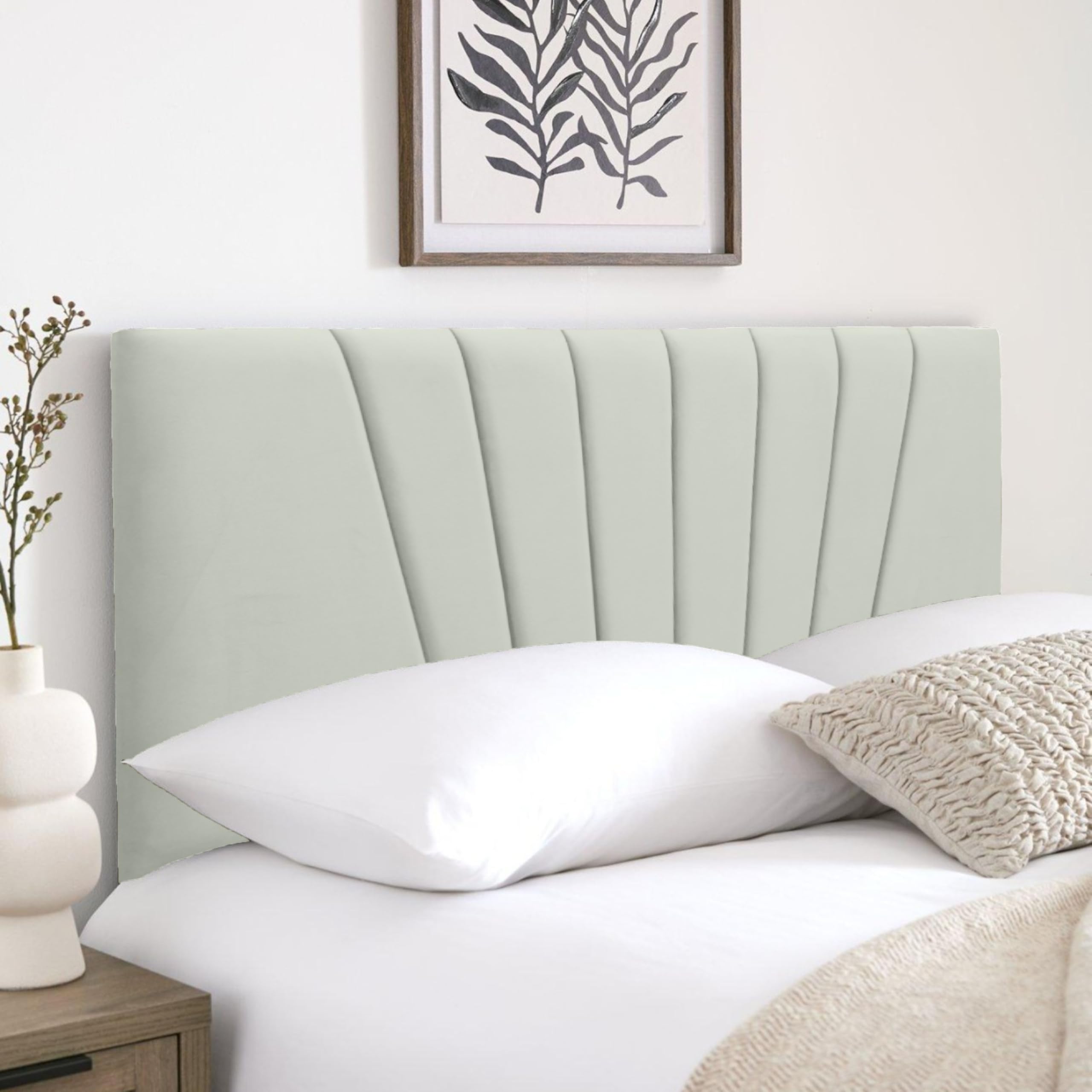 HB-1 Headboards for Beds – Sunrise 24'' Divan Bed Headboard – Headboards for Divan Beds, Bedroom & Hotel Furniture, Elegant Soft Plush Fabric Head Board (Cream Plush, 3FT Single) — image 1