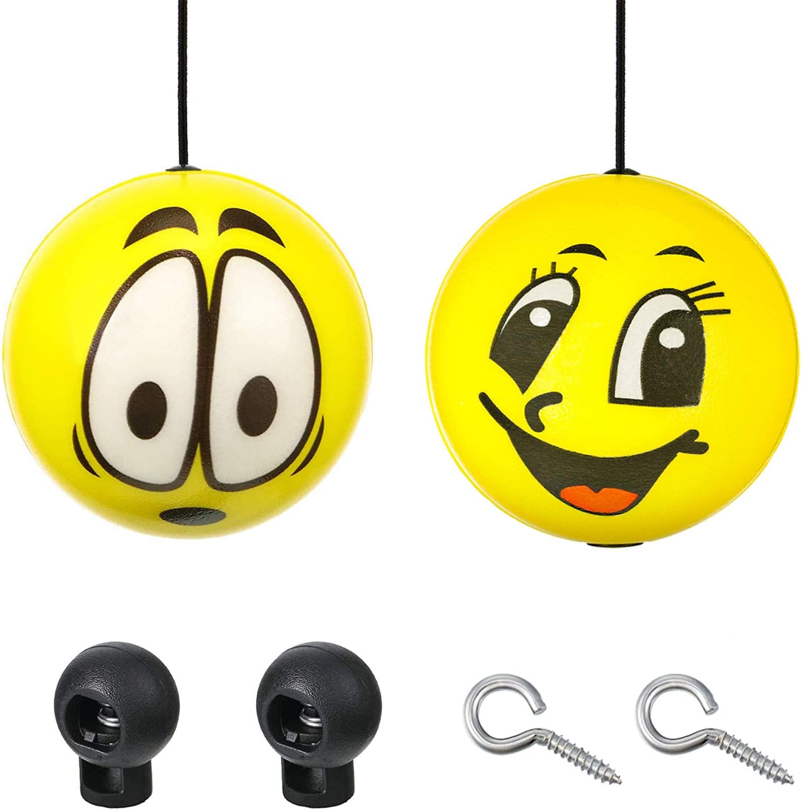 Frienda 2 Sets Double Garage Parking Aids, Includes 2 Pieces Assist Balls Garage Ball Stopper, 2 Pieces Plastic Cord Locks and Screw Hooks Parking Indicators for Car