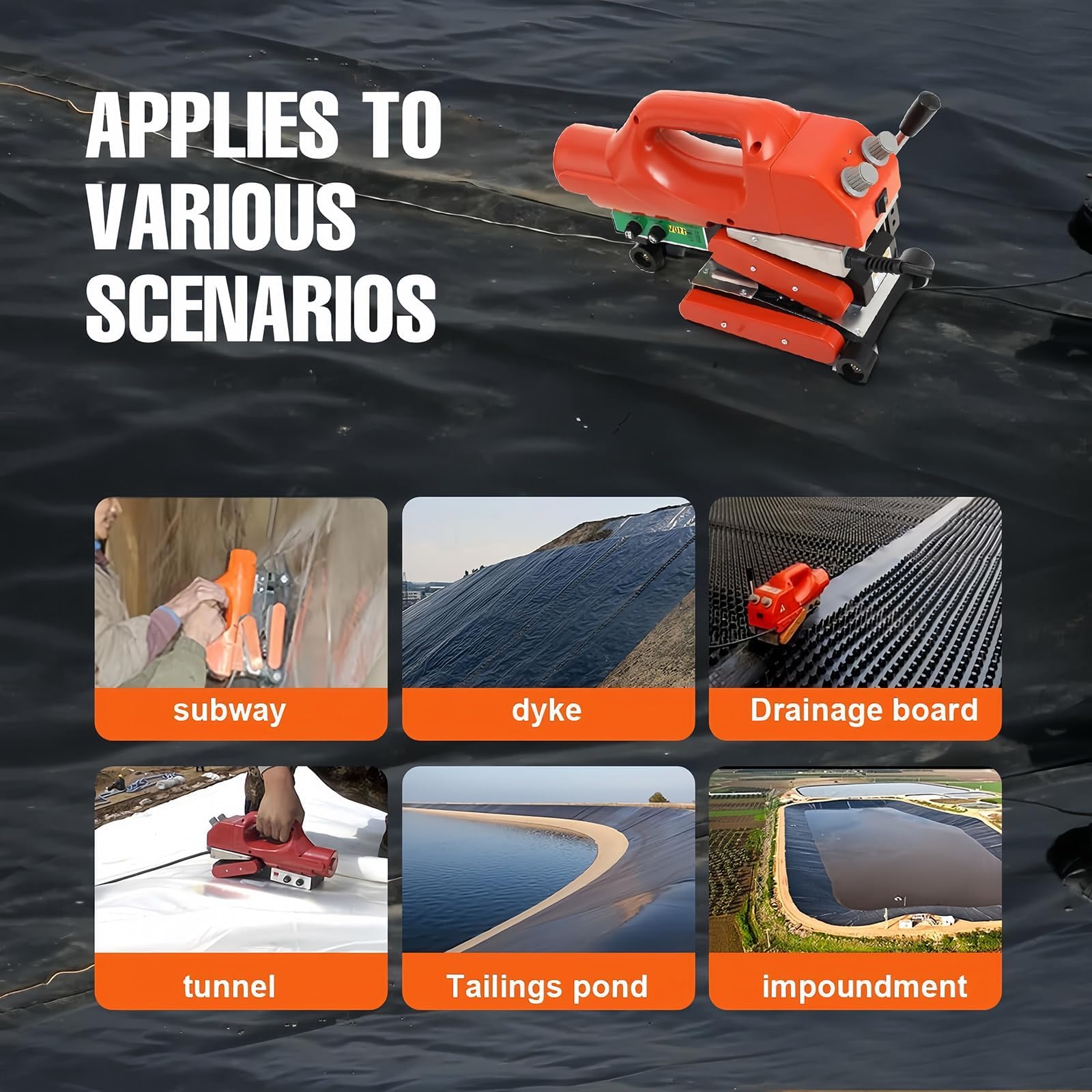Saldatrice a cuneo caldo, saldatrice Geomembrane da 800 W per progetti di costruzione e conservazione dell'acqua, durevole ed efficiente per saldatura di alta qualità