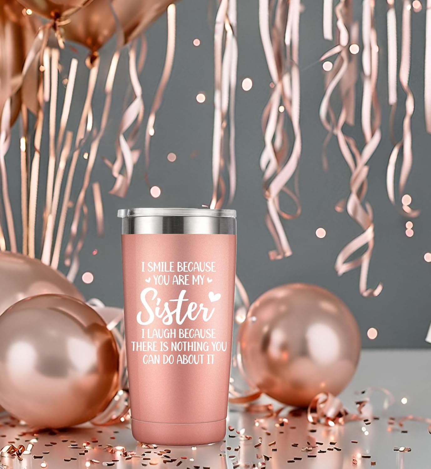 Sisters Gifts from Sister - Birthday Mothers Day Gift for Sisters Christmas Ideas Galentines Day Gifts, Sister Tumbler, 20oz Rose Gold - Image 4