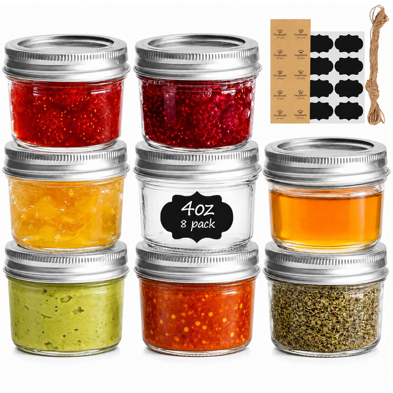 Amazon.com: ComSaf Mini Mason Jars 4 oz, 8 Pack Regular Mouth