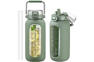 Mukoko 64 oz Glass Water Bottle with Straw