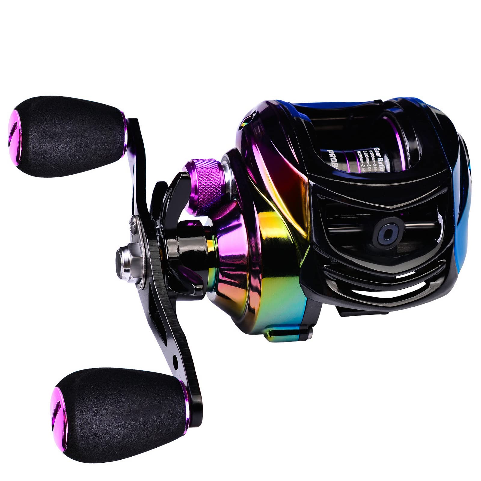 Rose Flower Moulinet de pêche Baitcasting - Moulinet de pêche Spinning pour Eau Douce Eau de mer - 22 Lbs Max Pull - DW130PR - Main Droite - Rapport de Vitesse 7.2 :1 - Revêtement Coloré Aurora